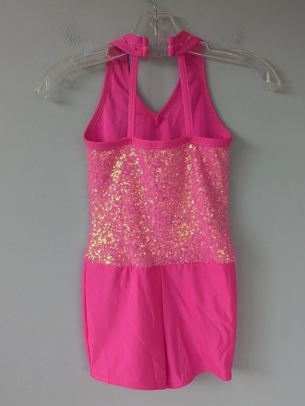 A Wish Come True Girls Hot Pink Sequin & Feathers Two Piece Skirt Dance Costume